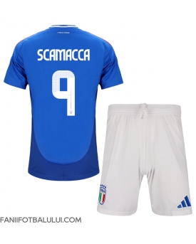 Italia Gianluca Scamacca #9 Echipament de Fotbal Replică European 2024 Copii Acasa (+ Șorturi)